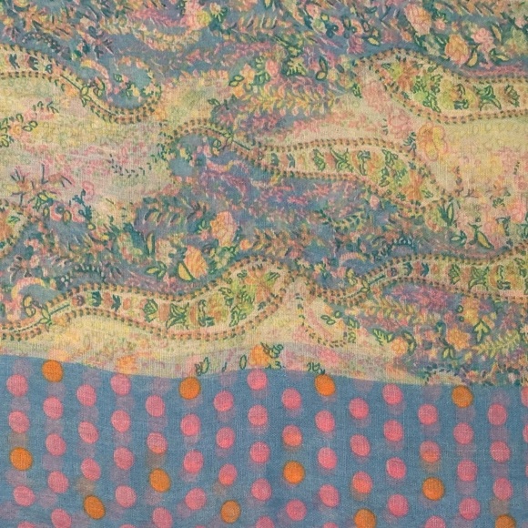 Floral Polka Dot Infinity Scarf Blue Pink Green Flowers Cottagecore Easter - Picture 6 of 8